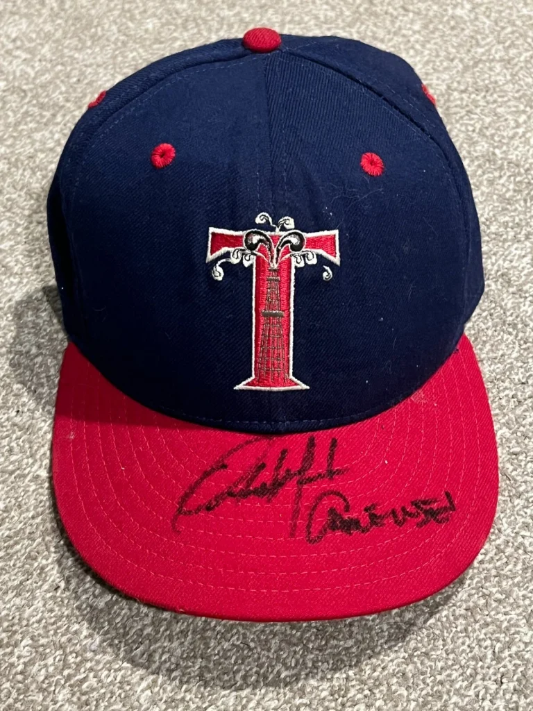 ORLANDO MERCADO SIGNED GAME USED BASEBALL HAT AUTO MILB VTG TULSA DRILLERS