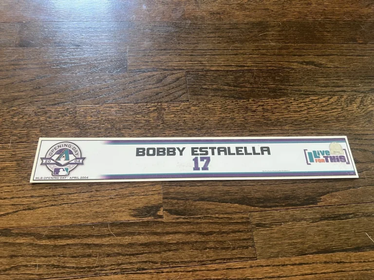 ARIZONA DIAMONDBACKS GAME USED BASEBALL LOCKER ROOM NAMEPLATE BOBBY ESTALELLA