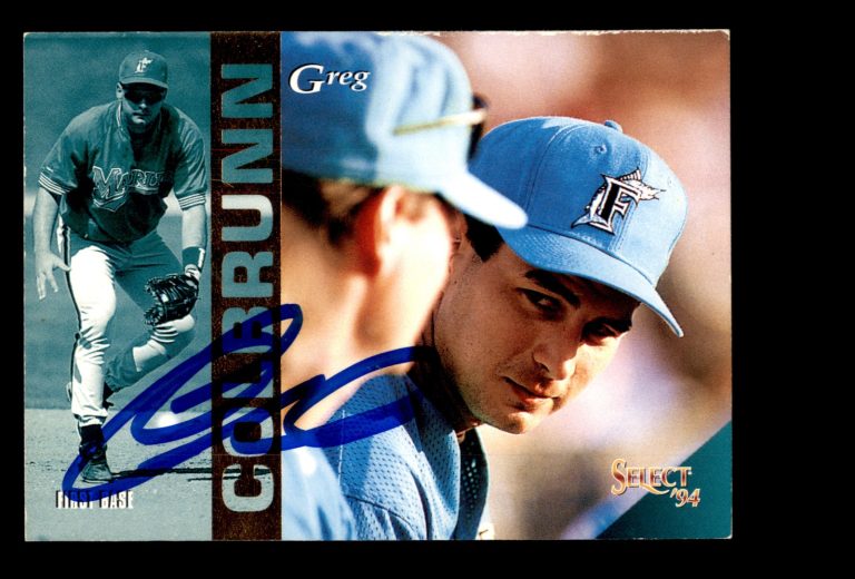 Signed Baseball Card Auto Greg Colbrunn 1994 Select #387 Florida Marlins