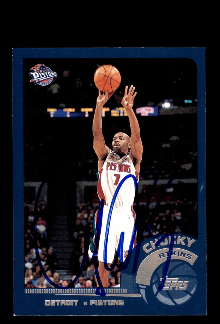 Signed Basketball Card Auto Chucky Atkins 2002-03 Topps #139 Detroit Pistons