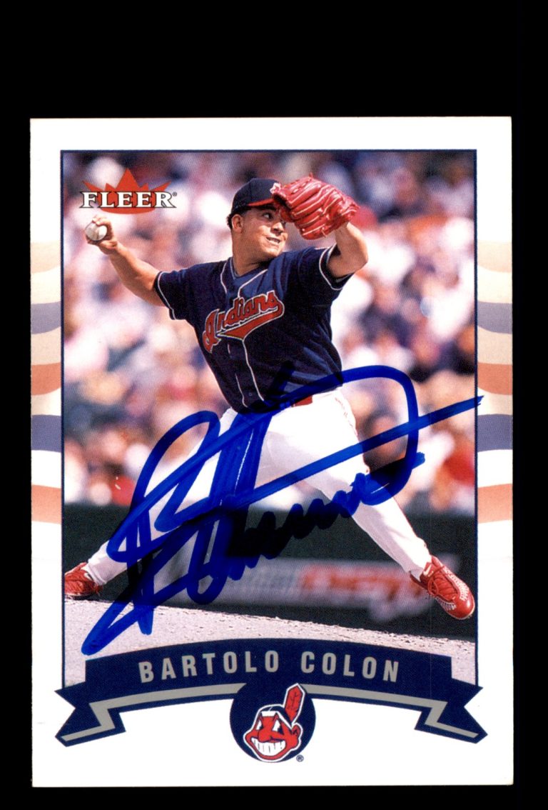 Signed Baseball Card Auto Bartolo Colon 2002 Fleer #320 Cleveland Indians