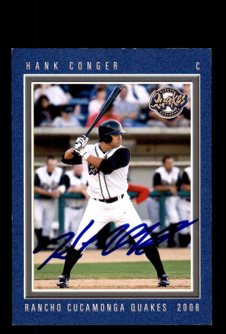 Signed Baseball Card Auto Hank Conger 2008 Grandstand Rancho Cucamonga Quakes