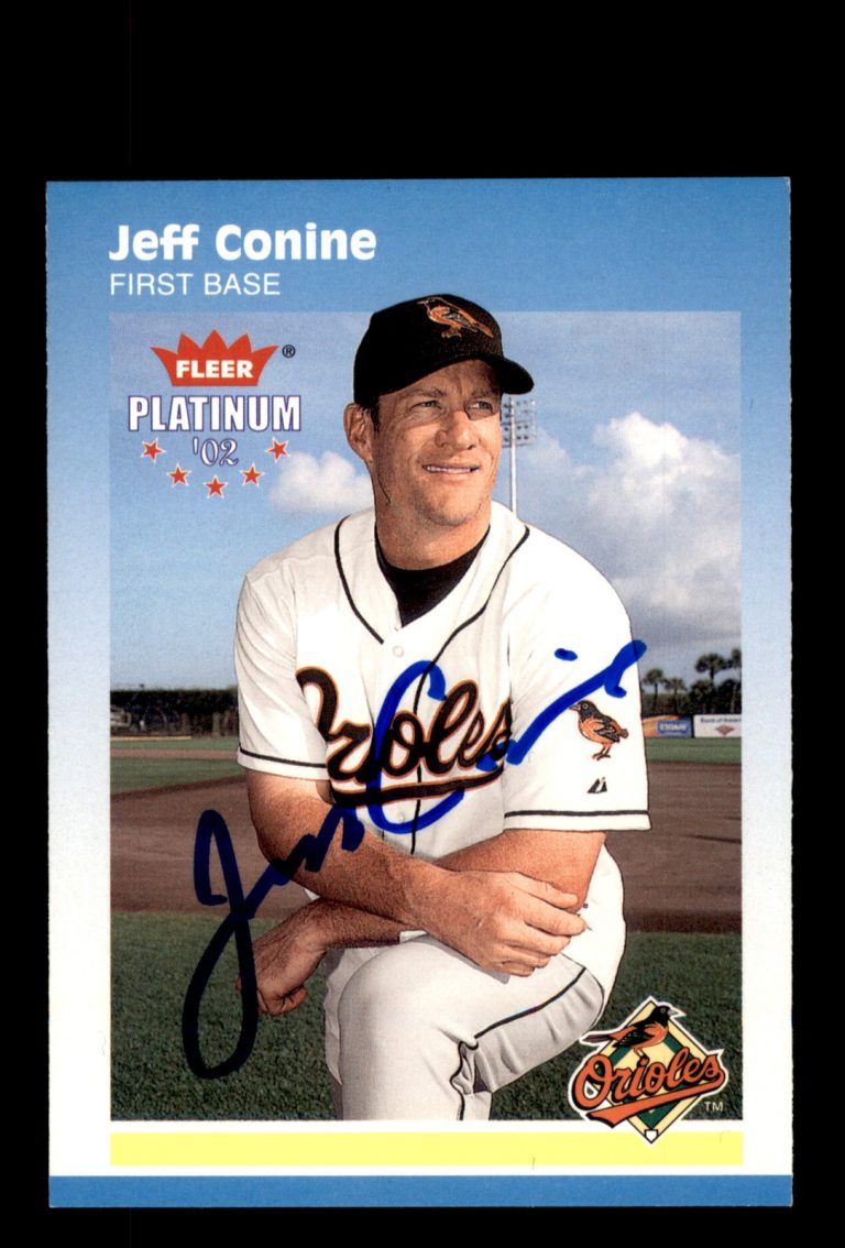 Signed Baseball Card Auto Jeff Conine 2002 Fleer Platinum #148 Baltimore Orioles