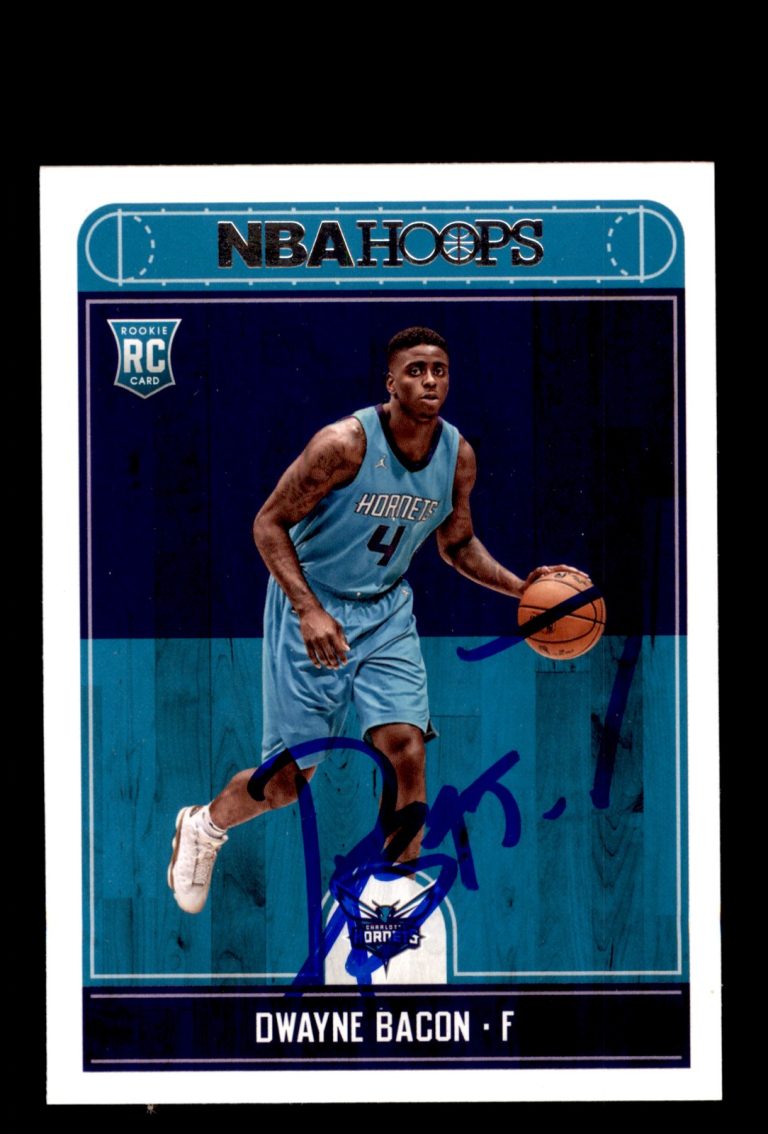 Signed Basketball Card Auto Dwayne Bacon 2017-18 Hoops #290 Charlotte Hornets