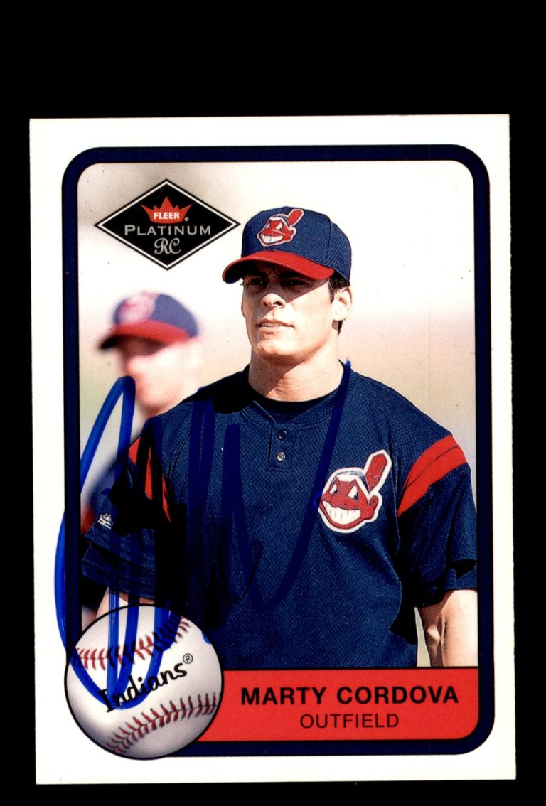 Signed Baseball Card Auto Marty Cordova 2001 Fleer Platinum #315 Indians