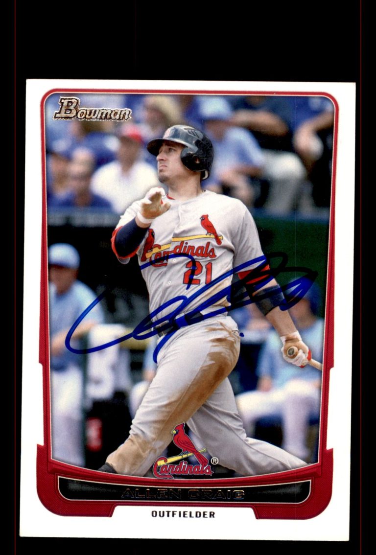 Signed Baseball Card Auto Allen Craig 2012 Bowman #57 St. Louis Cardinals