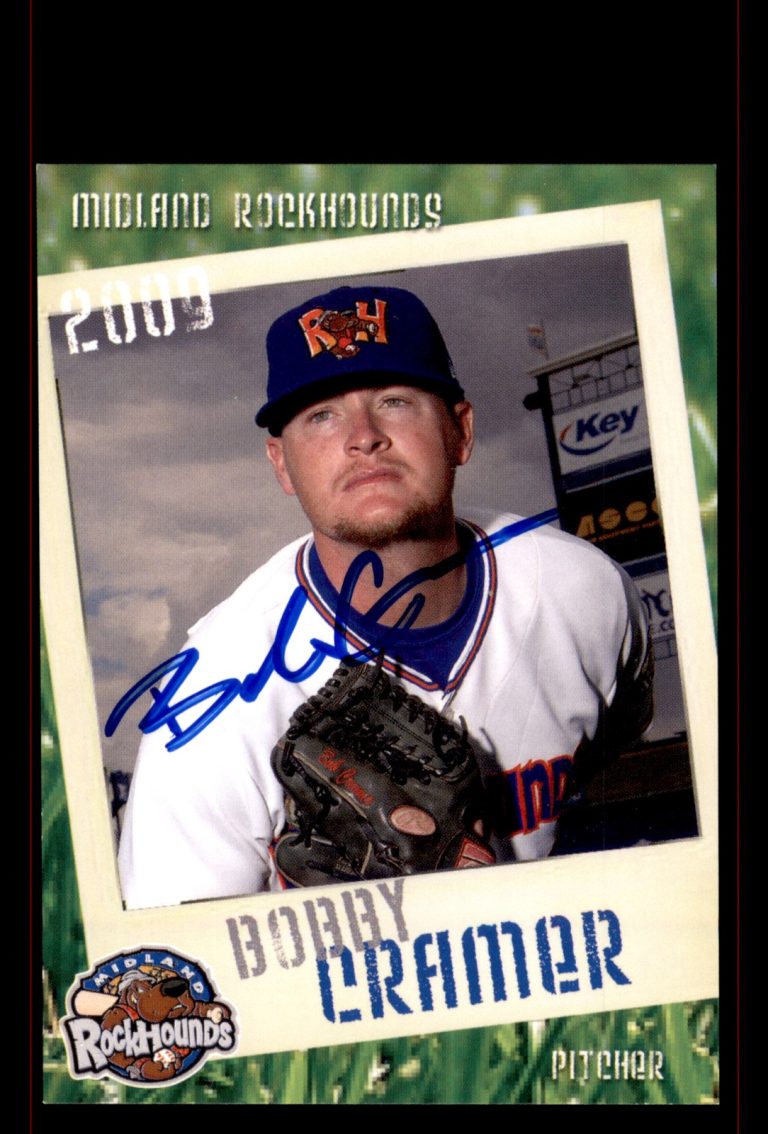 Signed Baseball Card Auto Bobby Cramer 2009 Grandstand Midland RockHounds