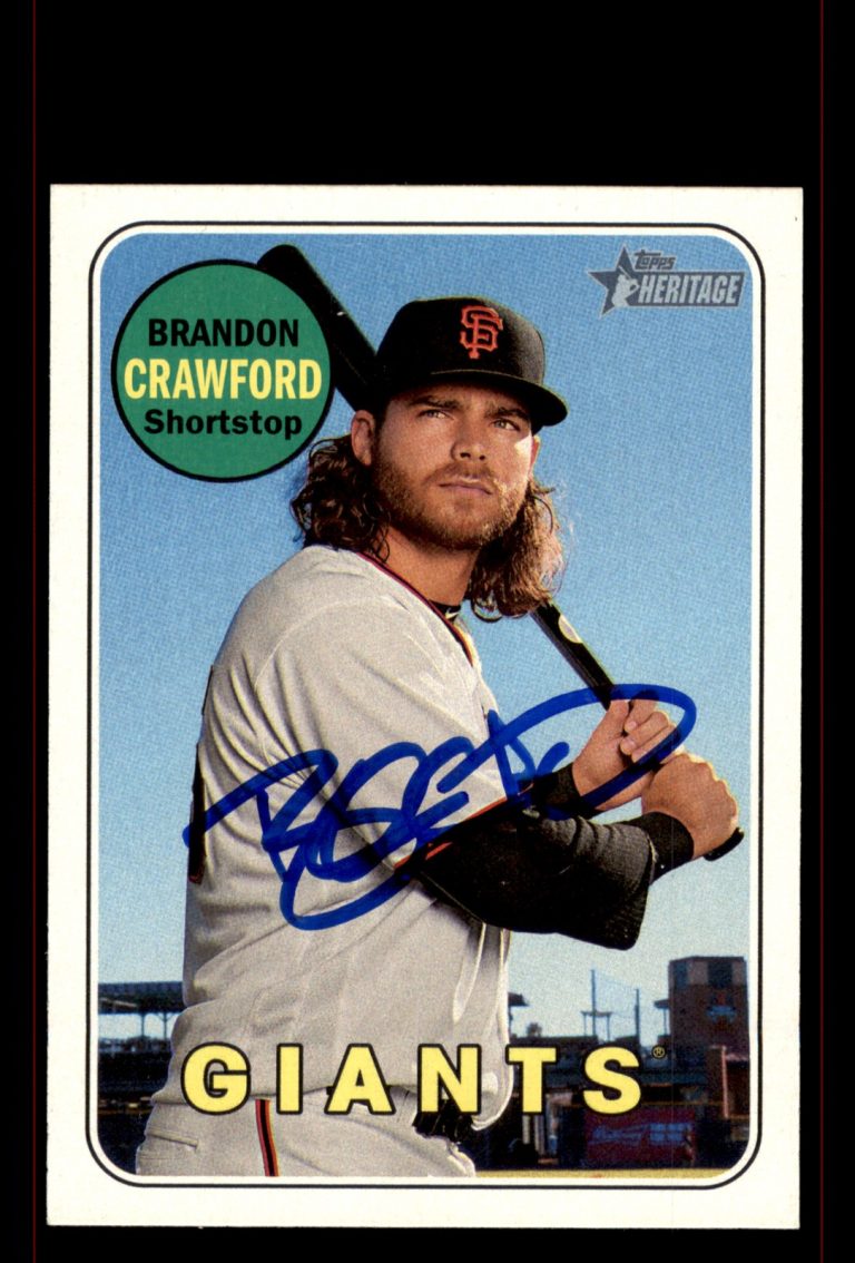 Signed Baseball Card Auto Brandon Crawford 2018 Topps Heritage #51 Giants