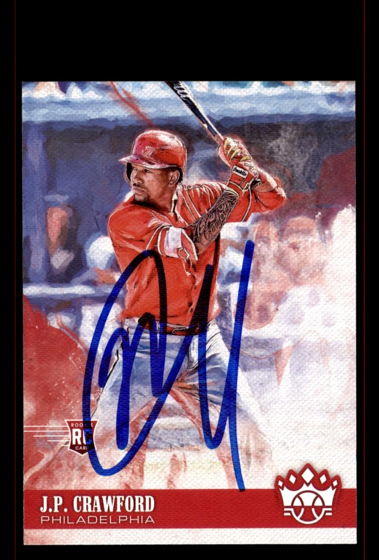 Signed Baseball Card Auto JP Crawford 2018 Panini Diamond Kings #98 Phillies