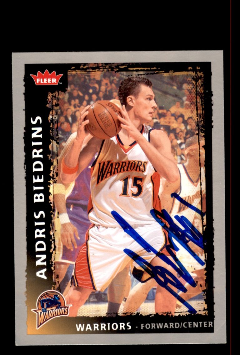 Signed Basketball Card Auto Andris Biedrins 2008-09 Fleer #160 Warriors