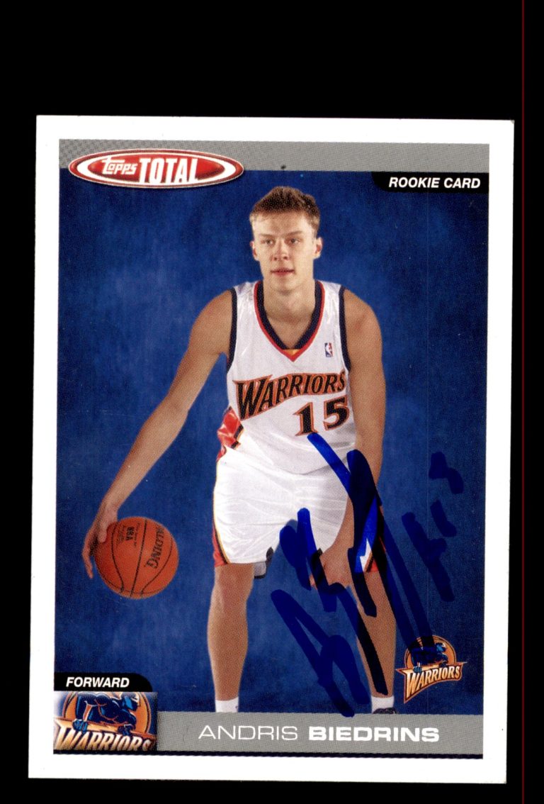 Signed Basketball Card Auto Andris Biedrins 2004-05 Topps Total #355 Warriors