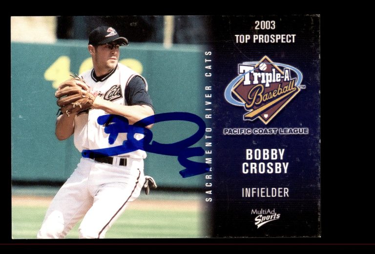 Signed Baseball Card Auto Bobby Crosby 2003 MultiAd Pacific Coast League #9