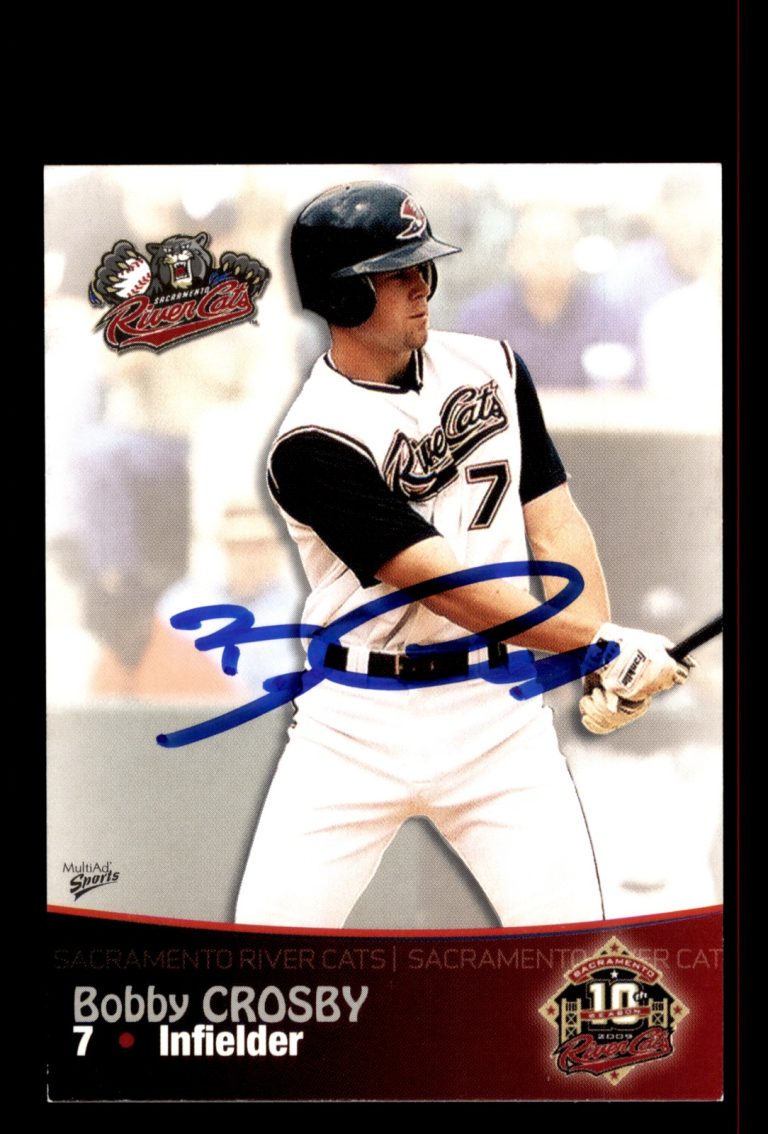 Signed Baseball Card Auto Bobby Crosby 2009 MultiAd Sacramento River Cats #6