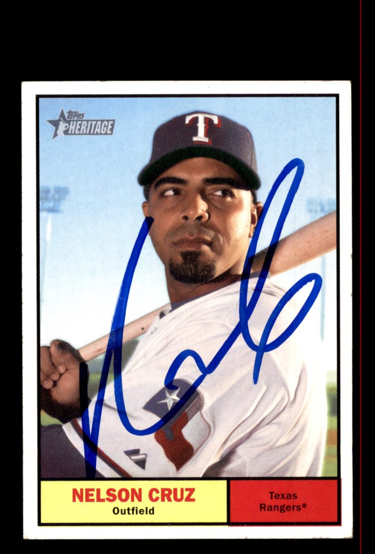 Signed Baseball Card Auto Nelson Cruz 2010 Topps Heritage #264 Texas Rangers