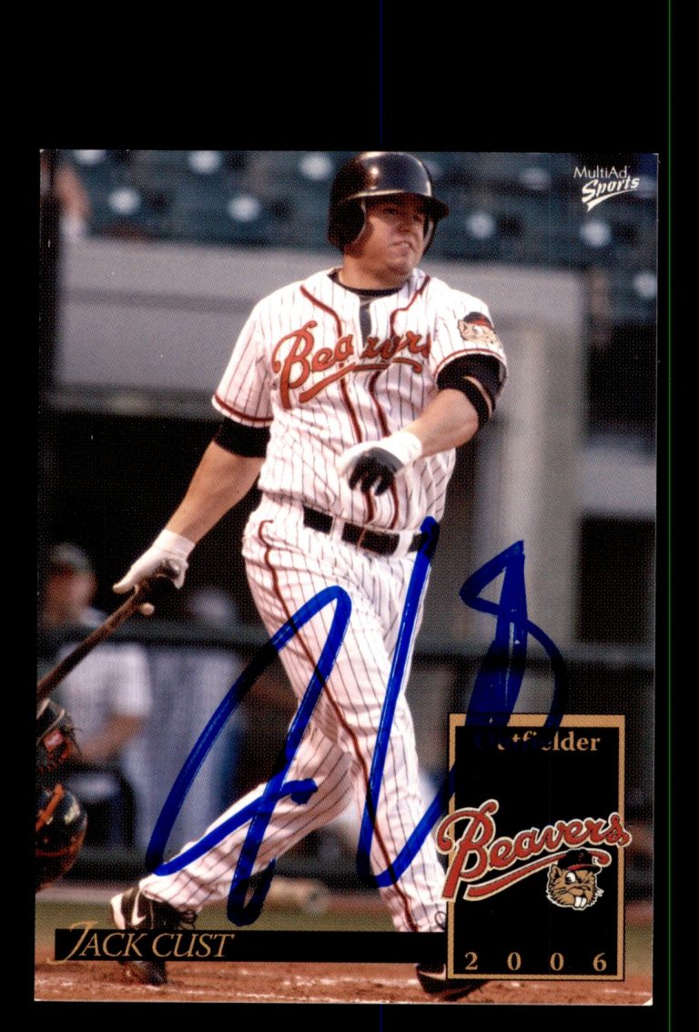 Signed Baseball Card Auto Jack Cust 2006 MultiAd Portland Beavers #13
