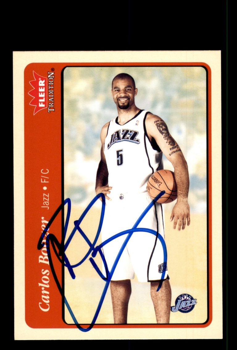 Signed Basketball Card Auto Carlos Boozer 2004-05 Fleer Tradition #157 Utah Jazz