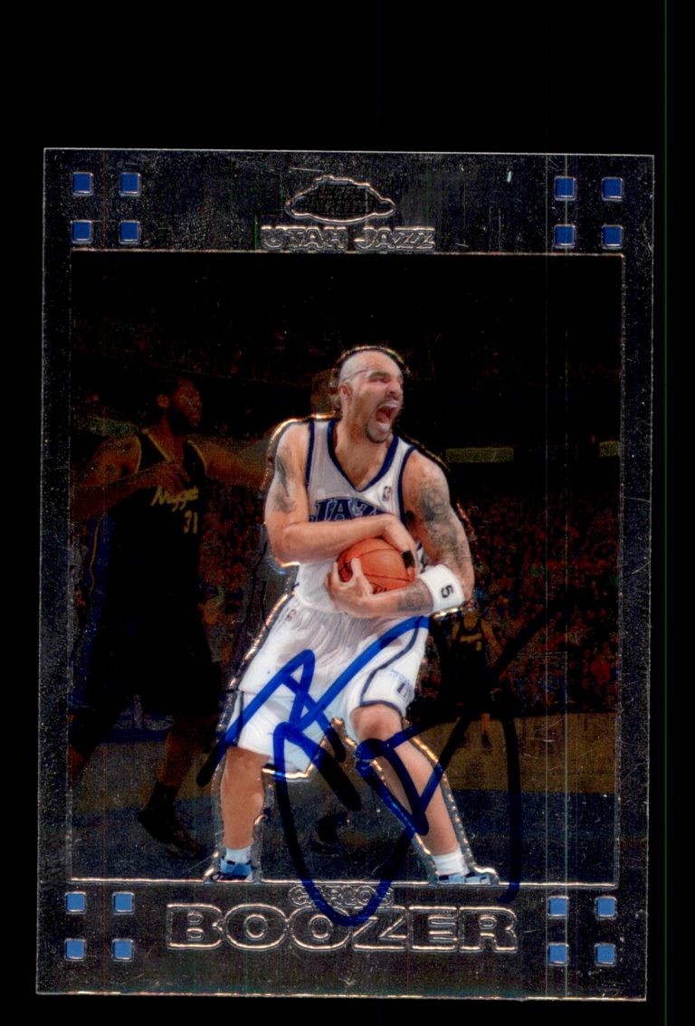 Signed Basketball Card Auto Carlos Boozer 2007-08 Topps Chrome #64 Utah Jazz