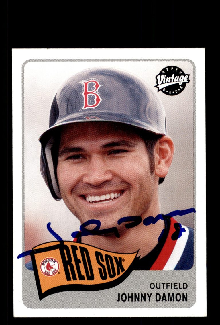 Signed Baseball Card Auto Johnny Damon 2003 Upper Deck Vintage #164 Red Sox