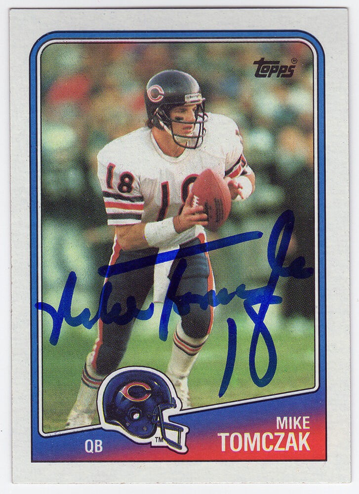 Mike Tomczak Signed Bears 1988 Topps Rookie Football Trading Card #70 - (SS COA)
