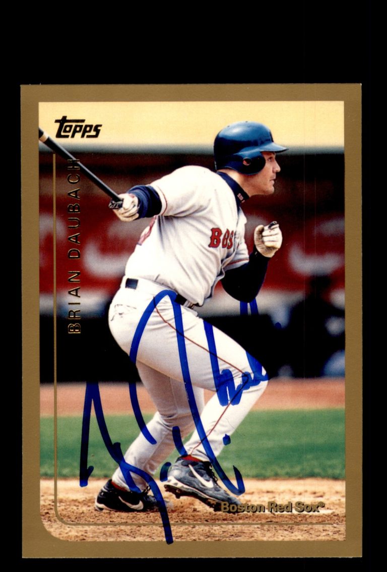 Signed Baseball Card Auto Brian Daubach 1999 Topps #T105 Boston Red Sox