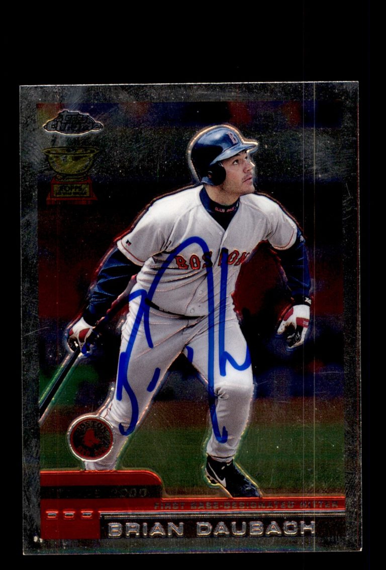 Signed Baseball Card Auto Brian Daubach 2000 Topps Chrome #184 Boston Red Sox