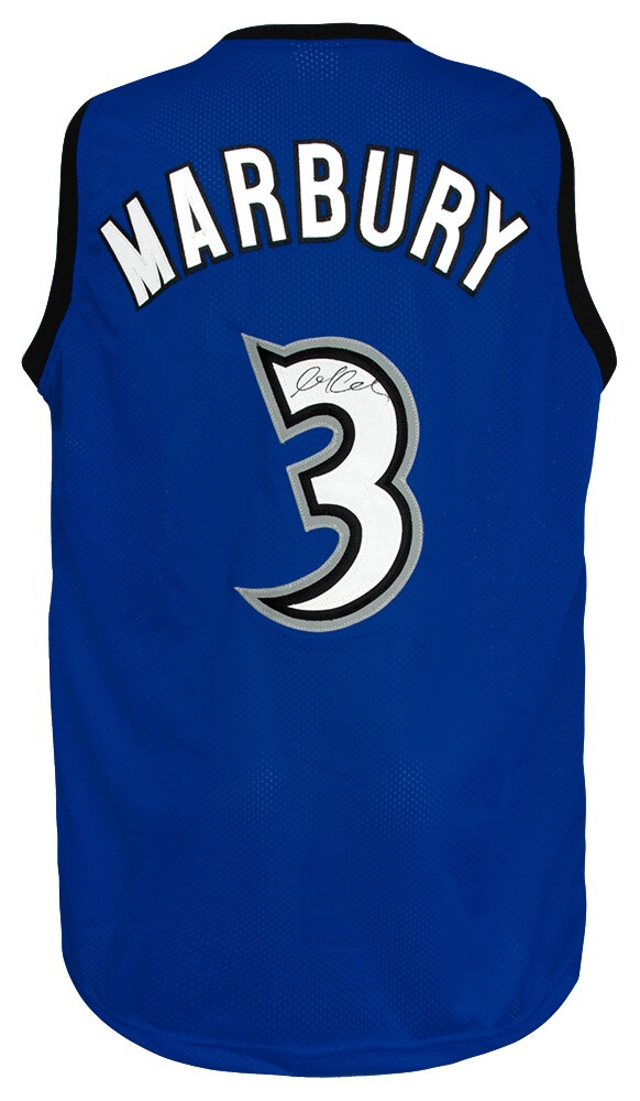 Stephon Marbury Signed Blue Throwback Custom Basketball Jersey - (SCHWARTZ COA)