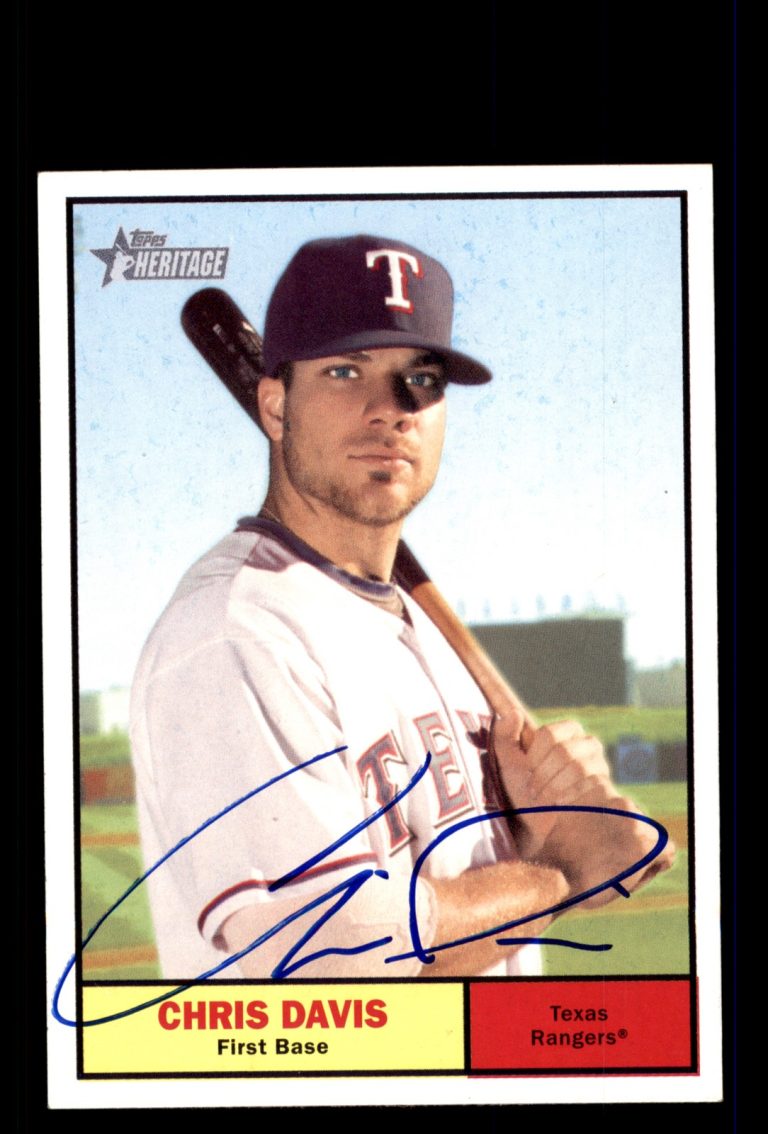 Signed Baseball Card Auto Chris Davis 2010 Topps Heritage #254 Texas Rangers