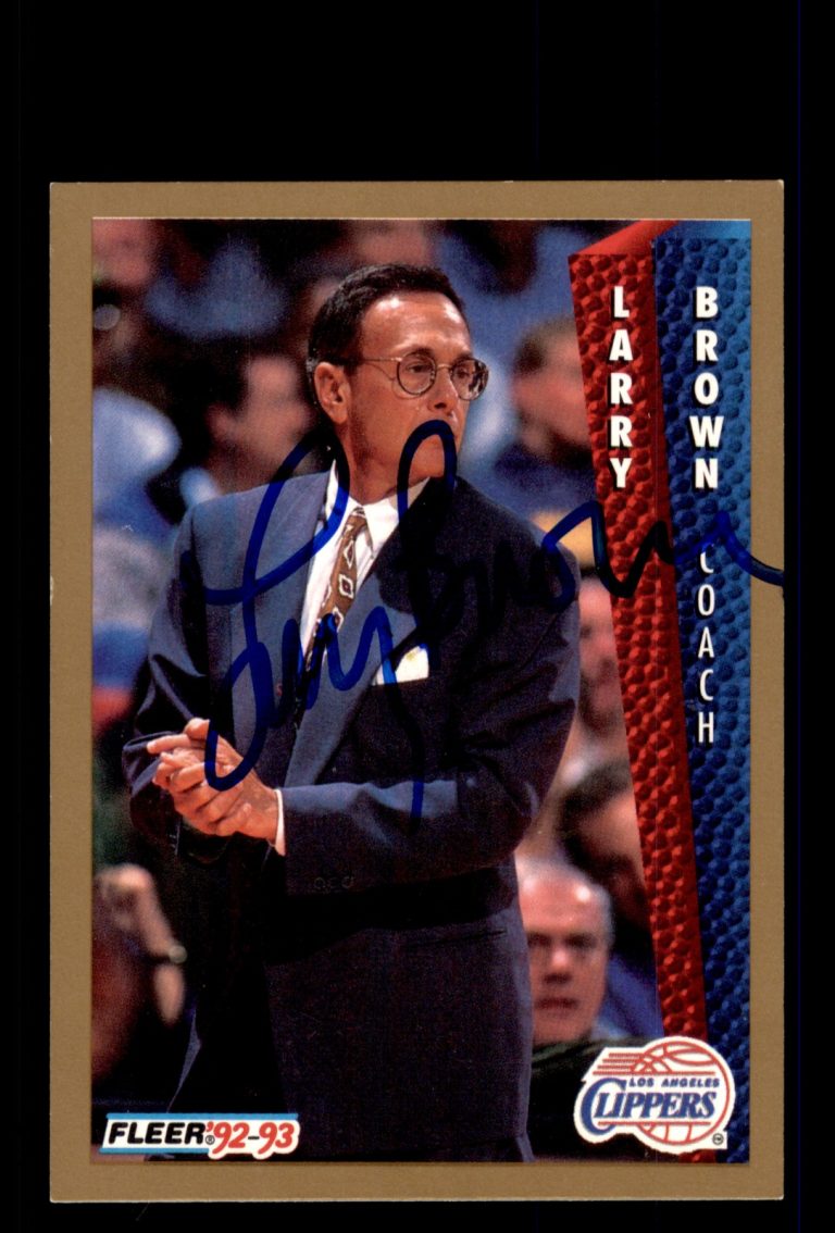 Signed Basketball Card Auto Larry Brown 1992-93 Fleer #97 Los Angeles Clippers
