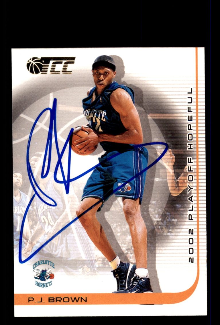 Signed Basketball Card Auto P.J. Brown 2001-02 Topps TCC #24 Charlotte Hornets