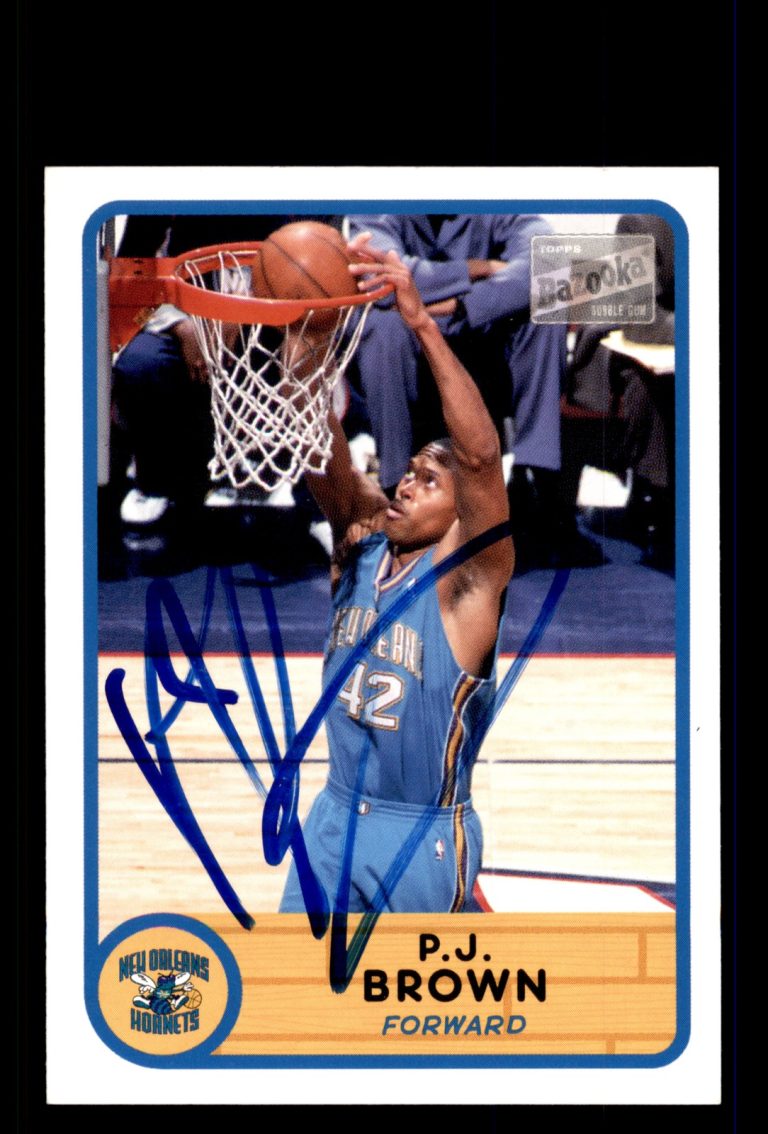 Signed Basketball Card Auto P.J. Brown 2003-04 Bazooka #124 New Orleans Hornets
