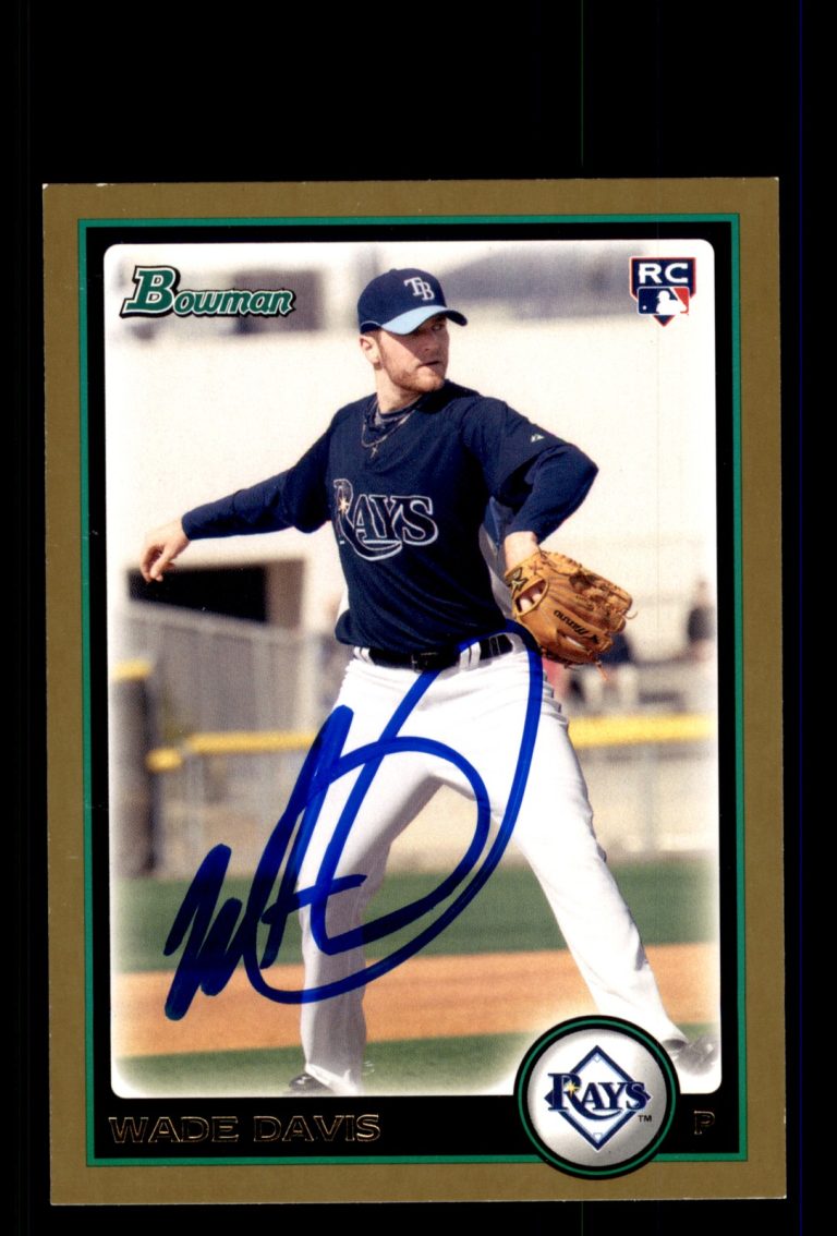 Signed Baseball Card Auto Wade Davis 2010 Bowman #203 Rays Gold
