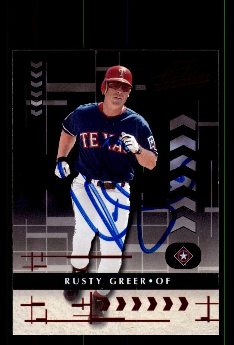 Signed Baseball Card Auto Rusty Greer 2001 Playoff Absolute #97 Texas Rangers