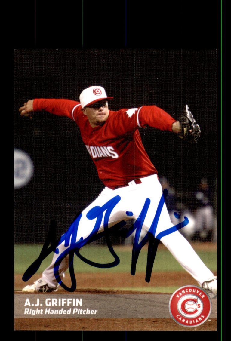 Signed Baseball Card Auto A.J. Griffin 2010 Grandstand Vancouver Canadians