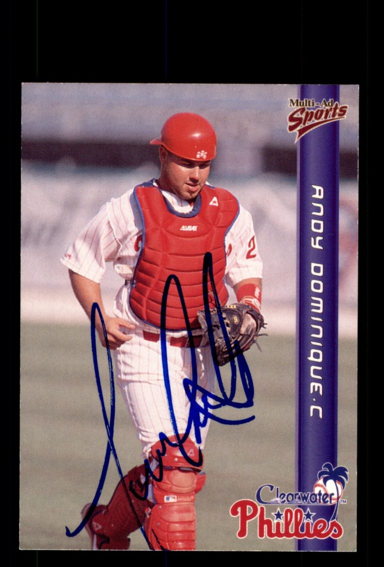 Signed Baseball Card Auto Andy Dominique 1999 Multi-Ad Clearwater Phillies #4