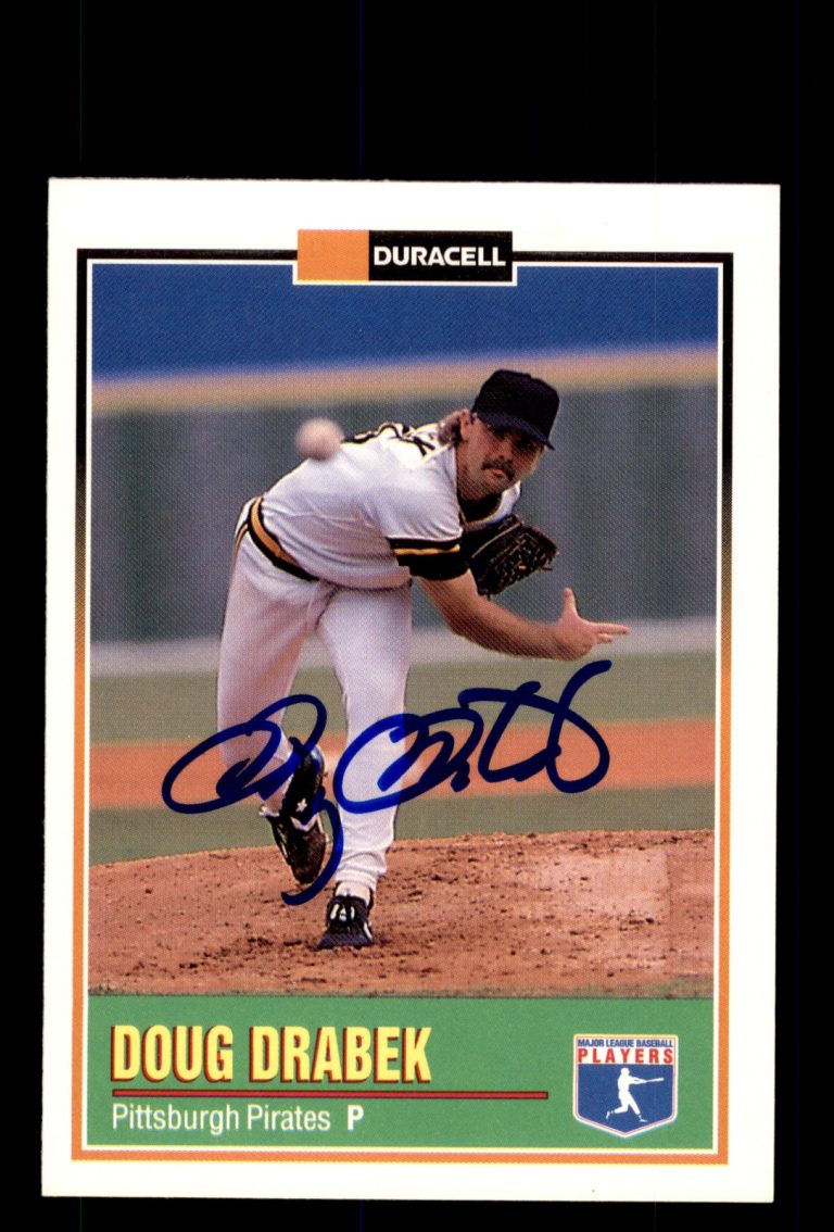 Signed Baseball Card Auto Doug Drabek 1993 Duracell Power #12 Pittsburgh Pirates