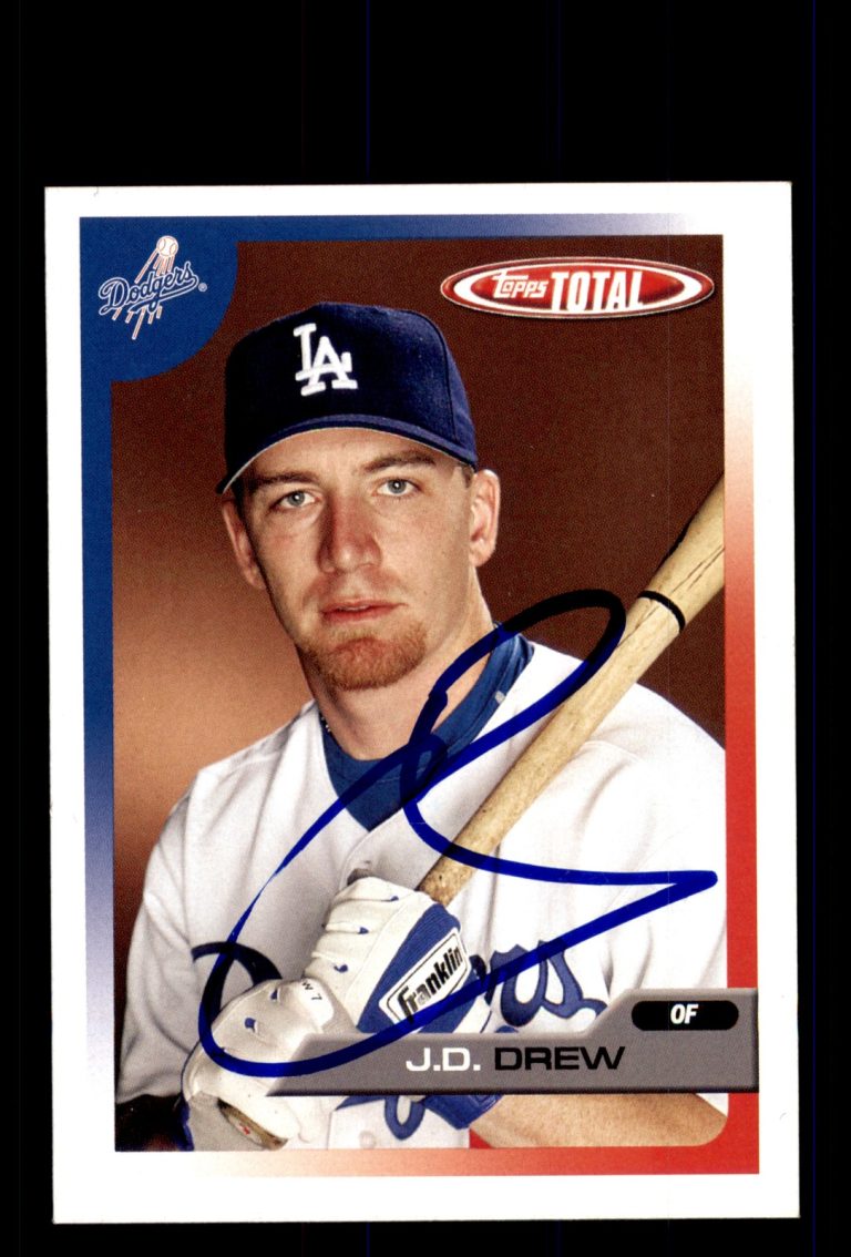 Signed Baseball Card Auto J.D. Drew 2005 Topps Total #55 Los Angeles Dodgers