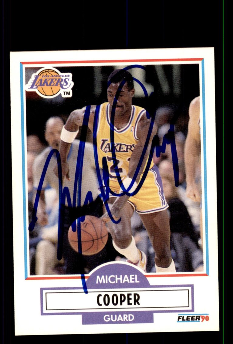 Signed Basketball Card Auto Michael Cooper 1990-91 Fleer #90 Los Angeles Lakers