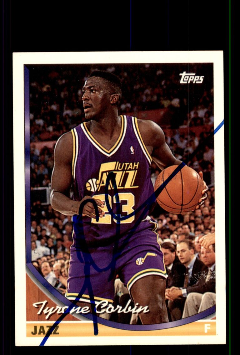 Signed Basketball Card Auto Tyrone Corbin 1993-94 Topps #190 Utah Jazz