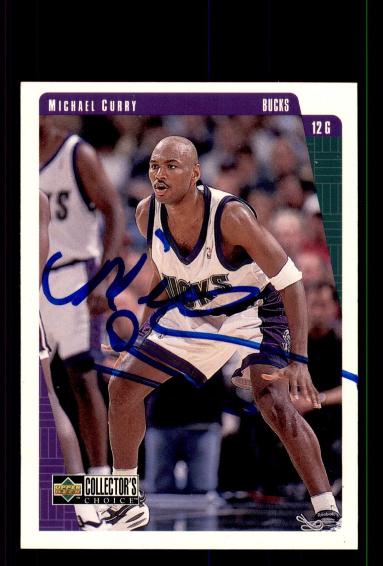 Signed Basketball Card Auto Michael Curry 1997-98 Collector's Choice #279 Bucks