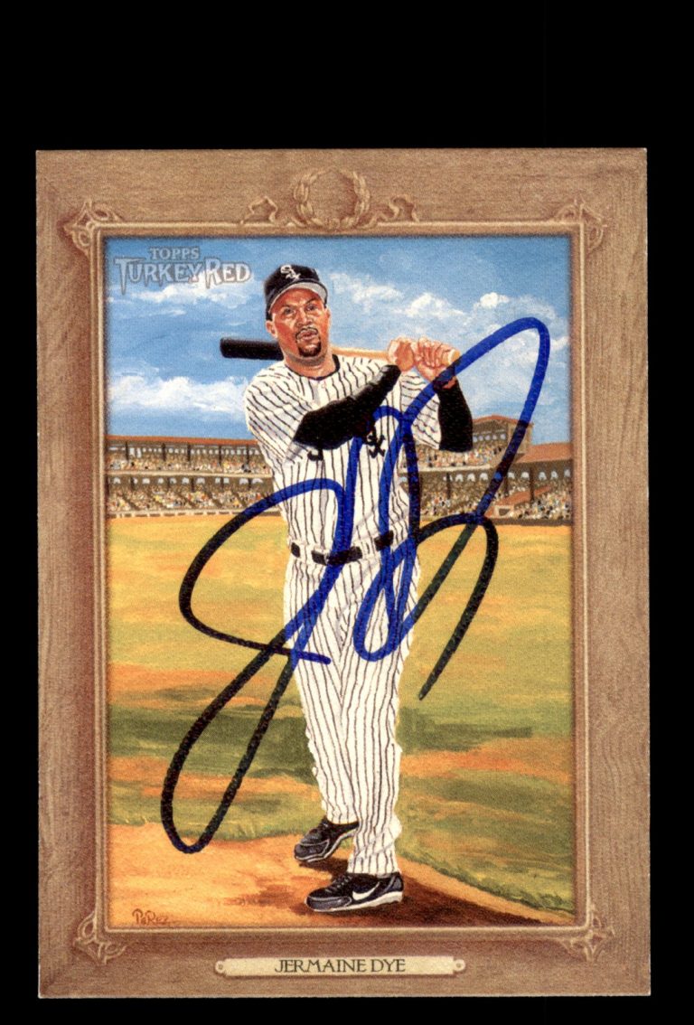 Signed Baseball Card Auto Jermaine Dye 2007 Topps Turkey Red #144 White Sox