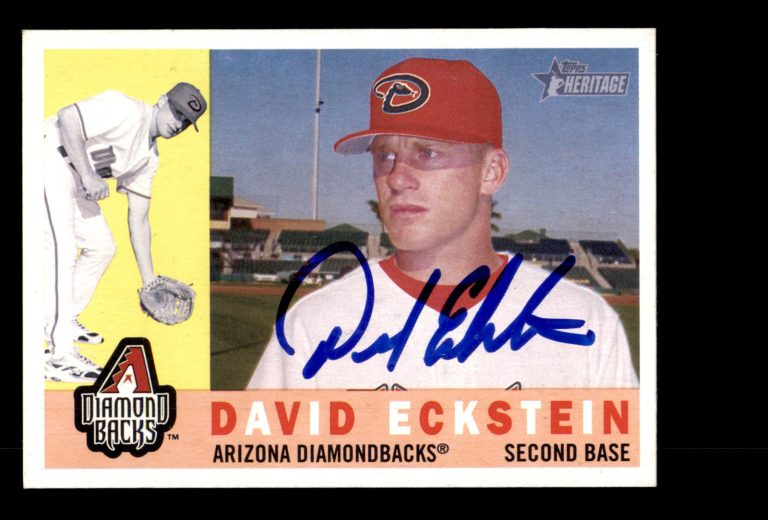 Signed Baseball Card Auto David Eckstein 2009 Topps Heritage #106 Diamondbacks