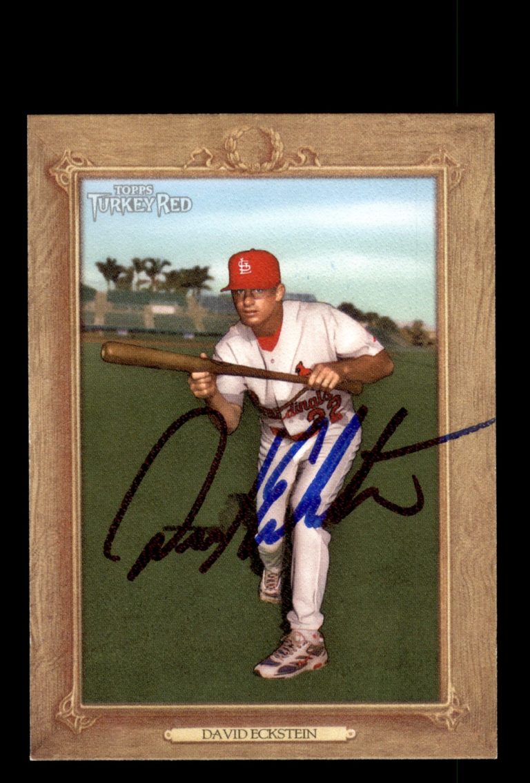Signed Baseball Card Auto David Eckstein 2007 Topps Turkey Red #87 Cardinals