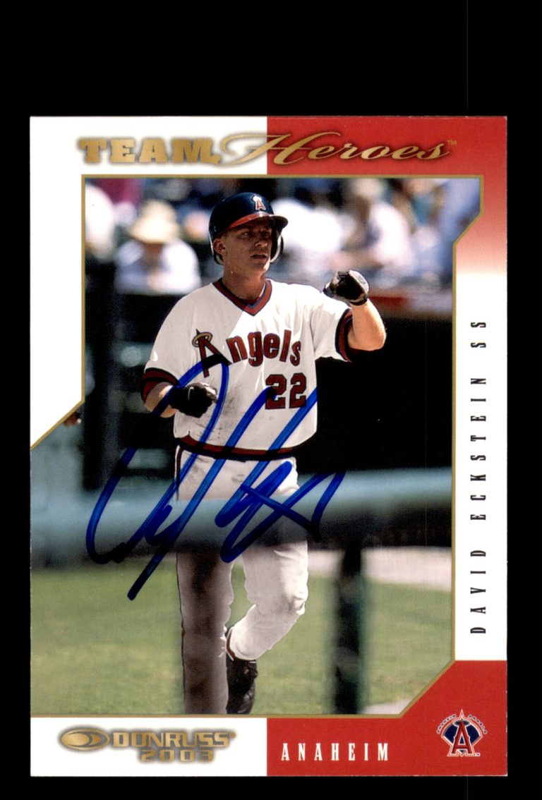 Signed Baseball Card Auto David Eckstein 2003 Donruss Team Heroes #12 Angels