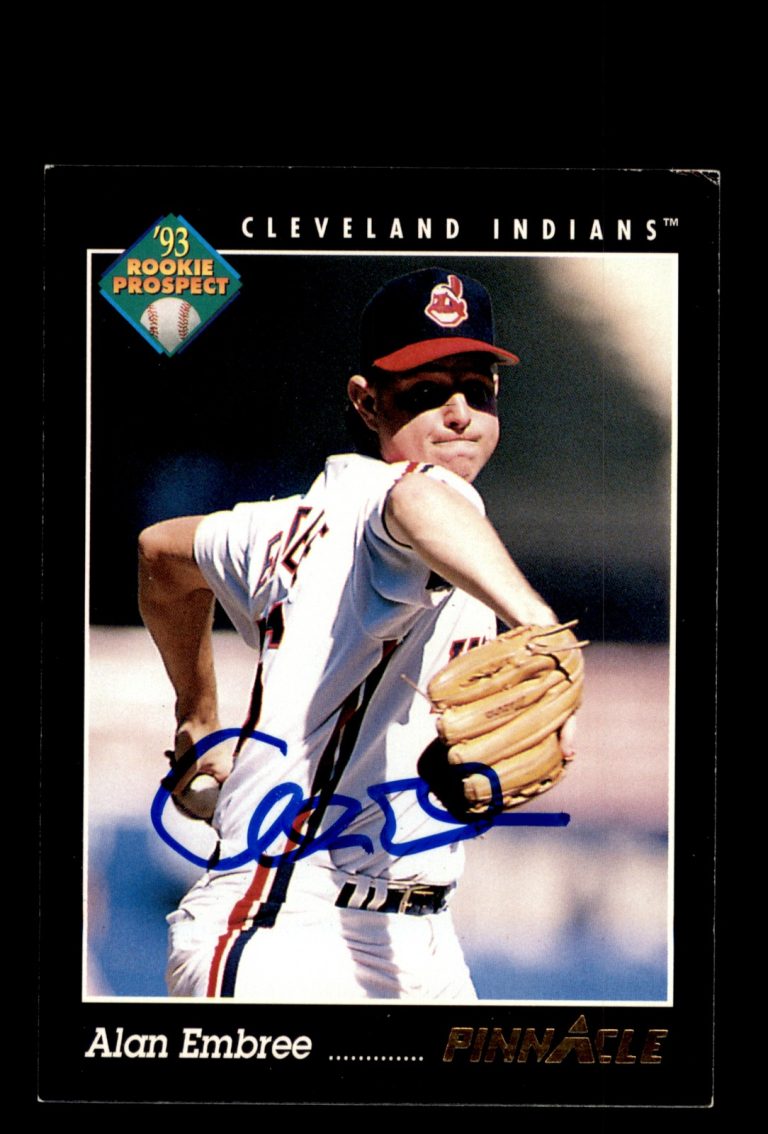 Signed Baseball Card Auto Alan Embree 1993 Pinnacle #593 Cleveland Indians