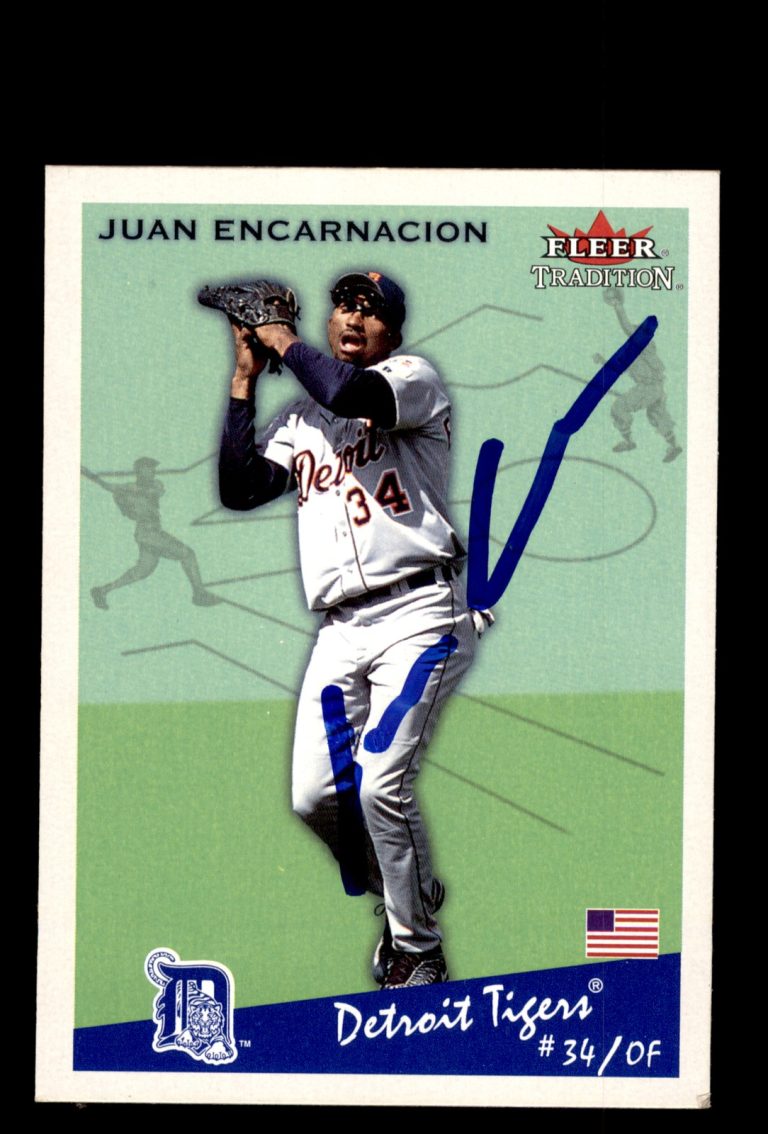 Signed Baseball Card Auto Juan Encarnacion 2002 Fleer Tradition #171 Tigers