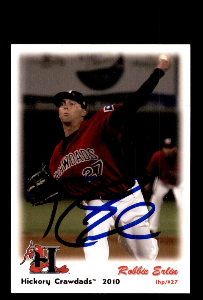 Signed Baseball Card Auto Robbie Erlin 2010 Grandstand Hickory Crawdads