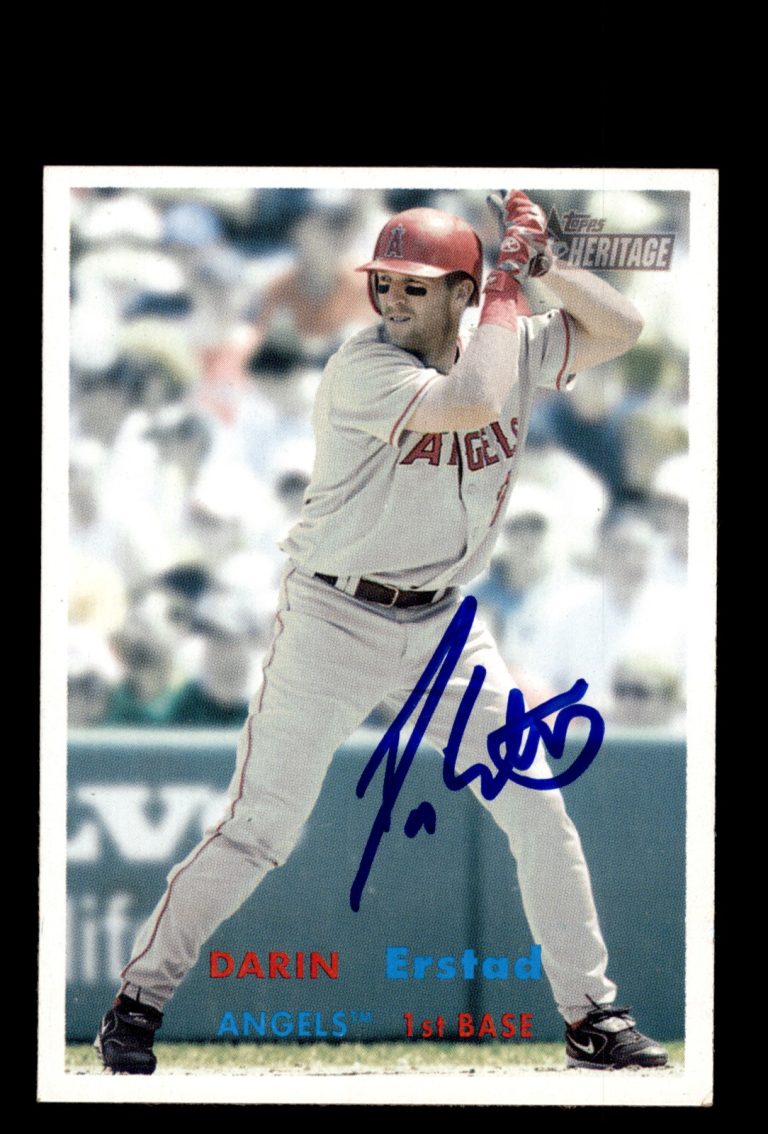 Signed Baseball Card Auto Darin Erstad 2006 Topps Heritage #377 Angels