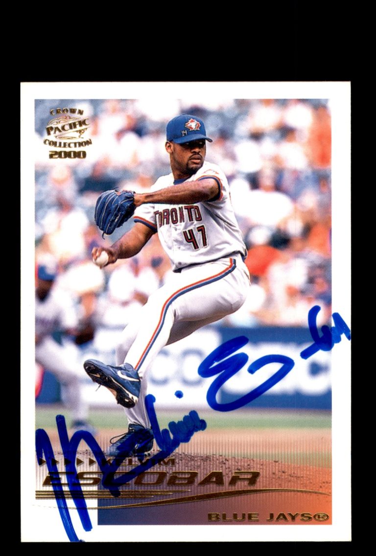 Signed Baseball Card Auto Kelvim Escobar 2000 Pacific Crown #293 Blue Jays