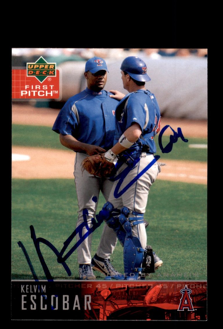 Signed Baseball Card Auto Kelvim Escobar 2004 Upper Deck First Pitch #47 Angels