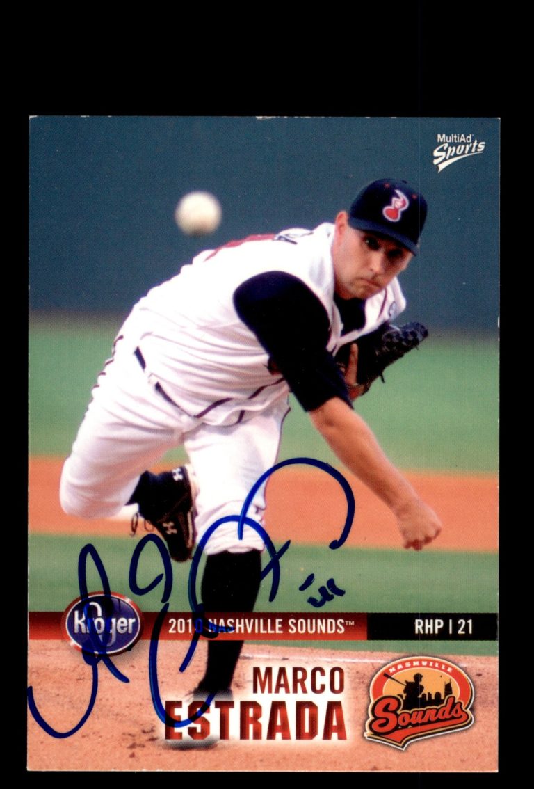 Signed Baseball Card Auto Marco Estrada 2010 MultiAd Nashville Sounds